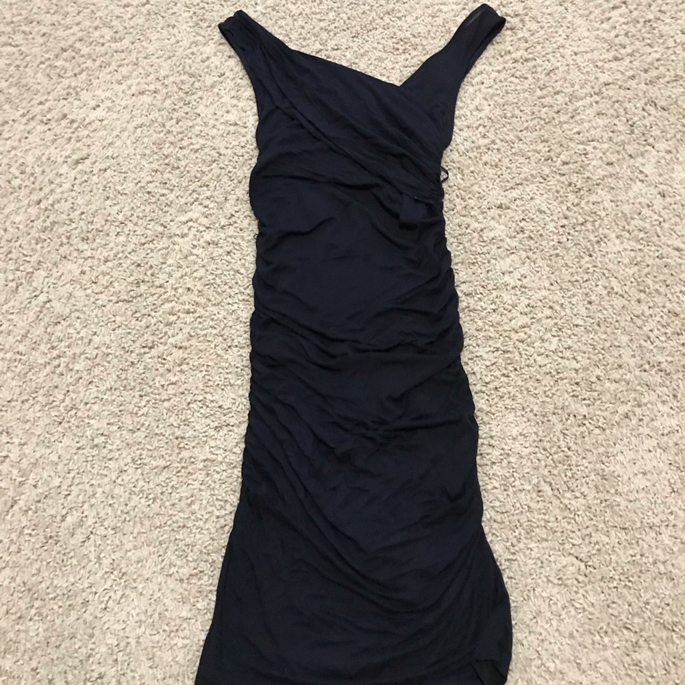 Express black body con dress with ruching